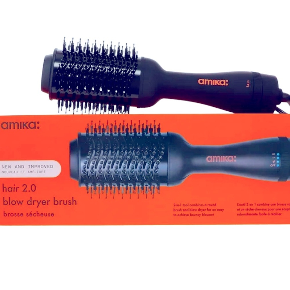 amika Hair 2.0 Blow Dryer Brush - Black and Orange